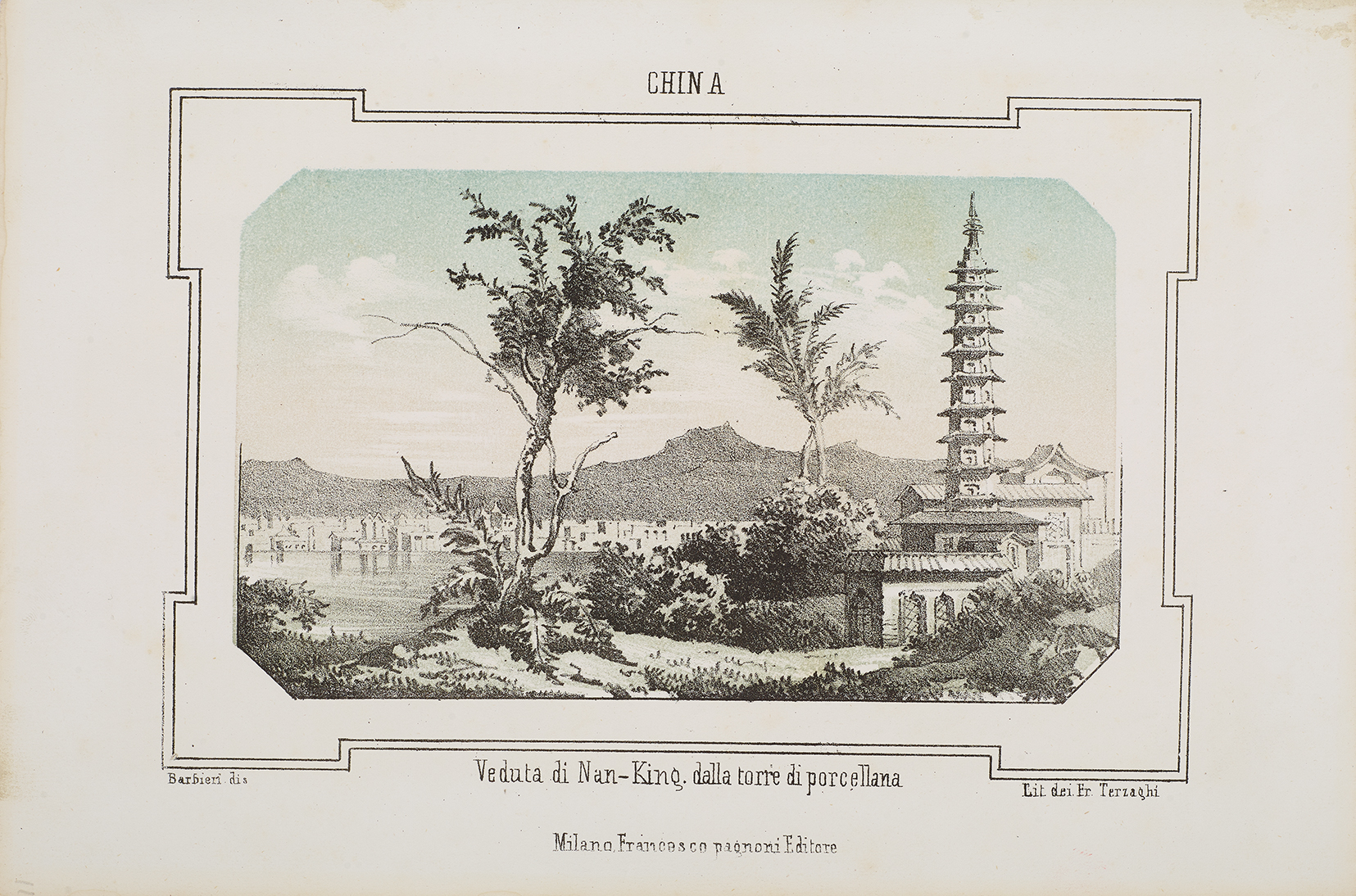 1863年印制有关南京景物的版画纸品